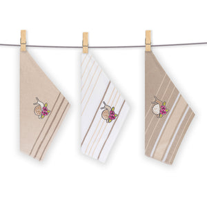 Vingi set 3 strofinacci in spugna di cotone Rossella beige