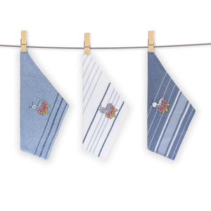 Vingi set 3 strofinacci in spugna di cotone Rossella blu