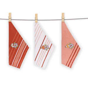Vingi set 3 strofinacci in spugna di cotone Rossella rosso