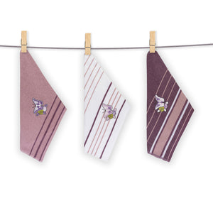 Vingi set 3 strofinacci in spugna di cotone Rossella viola