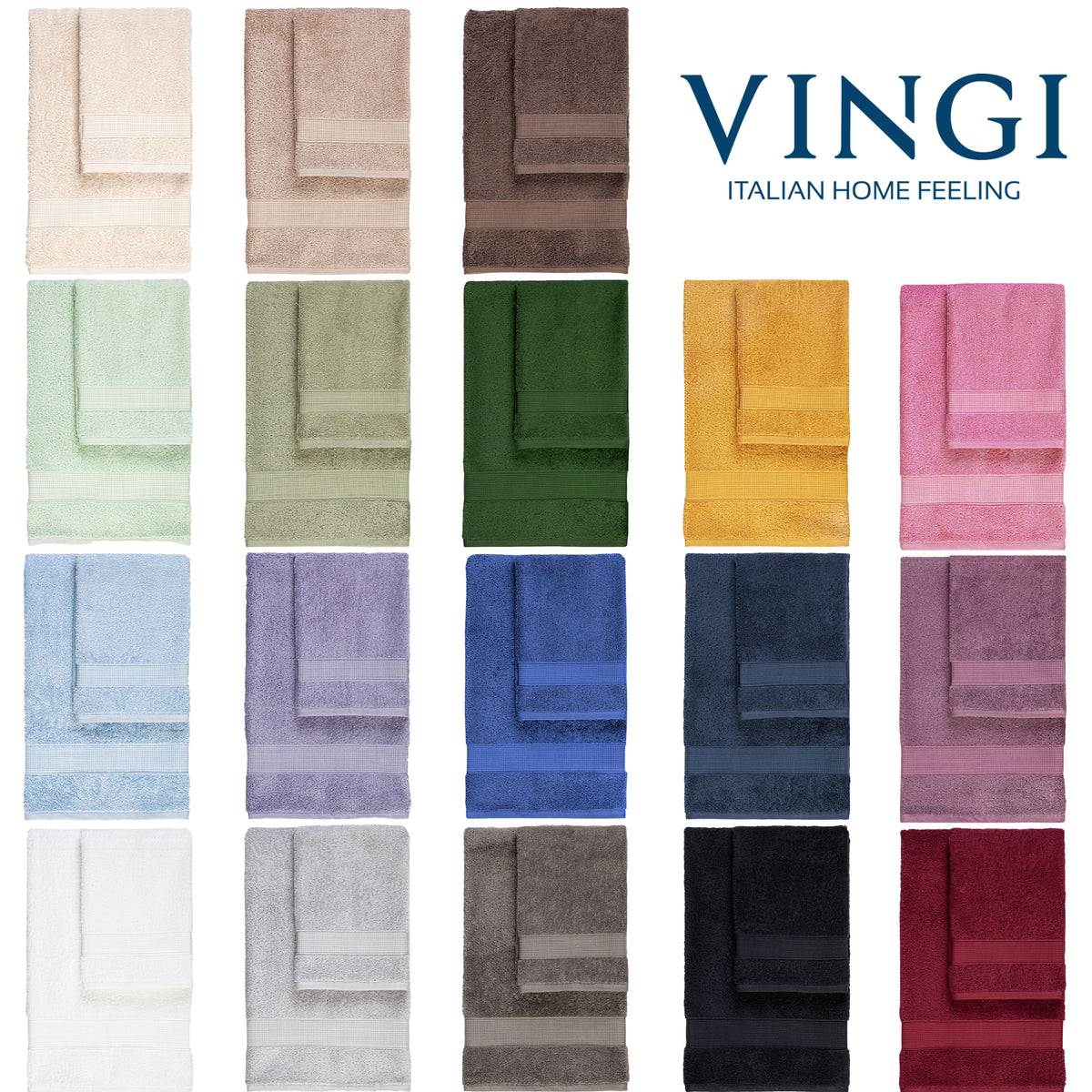 Vingi set asciugamani viso + ospite cotone 560 gr/m Unico 