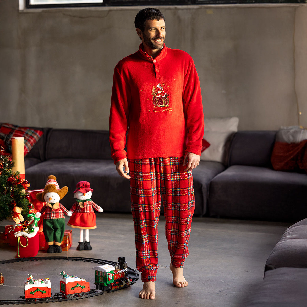 Pigiama uomo natalizio in coral Irge XMASLC38