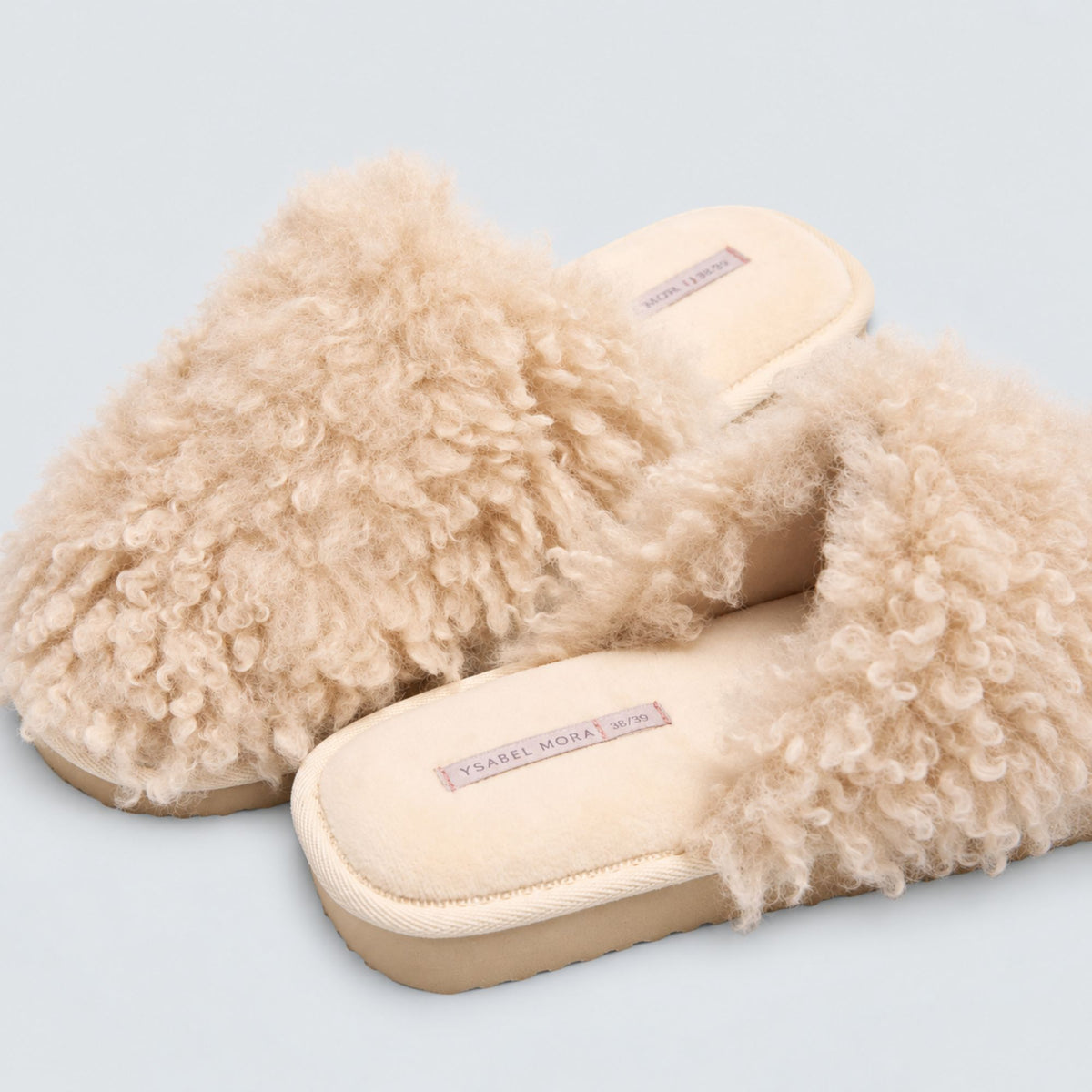 Pantofole con pelliccetta riccia Ysabel Mora 14206