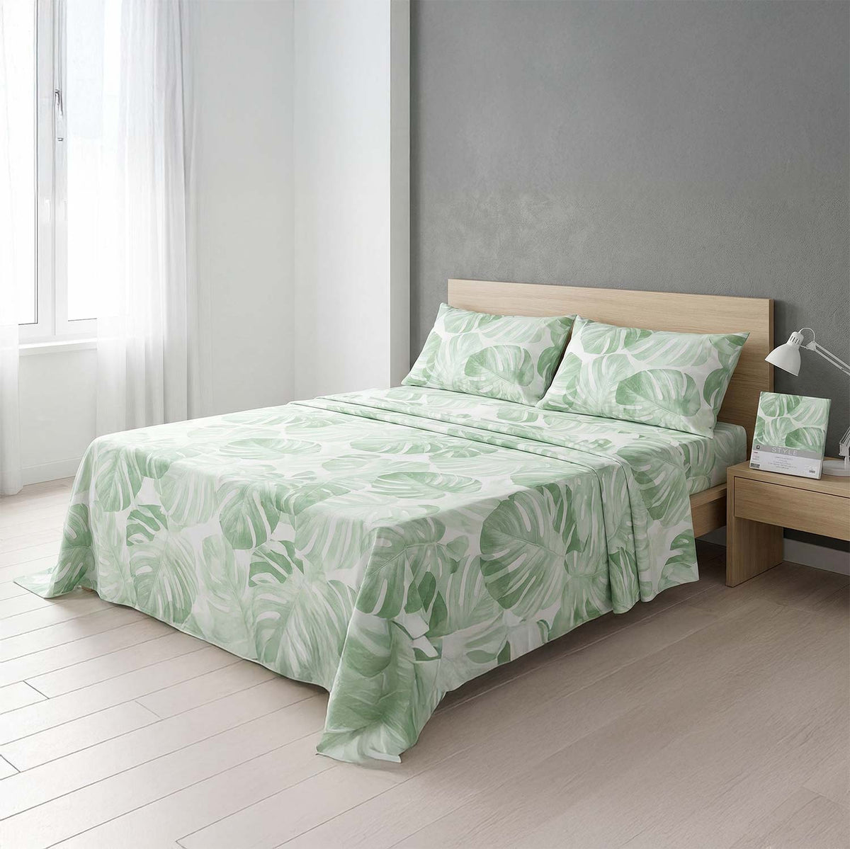 Completo Letto 100% cotone Made in Italy Zambaiti fronde