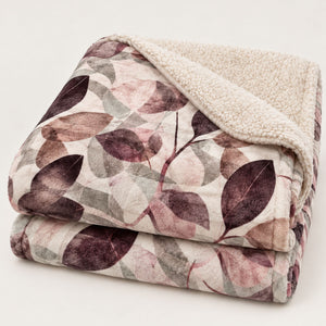 Coperta con stampa floreale e retro in sherpa Zambaiti elegant