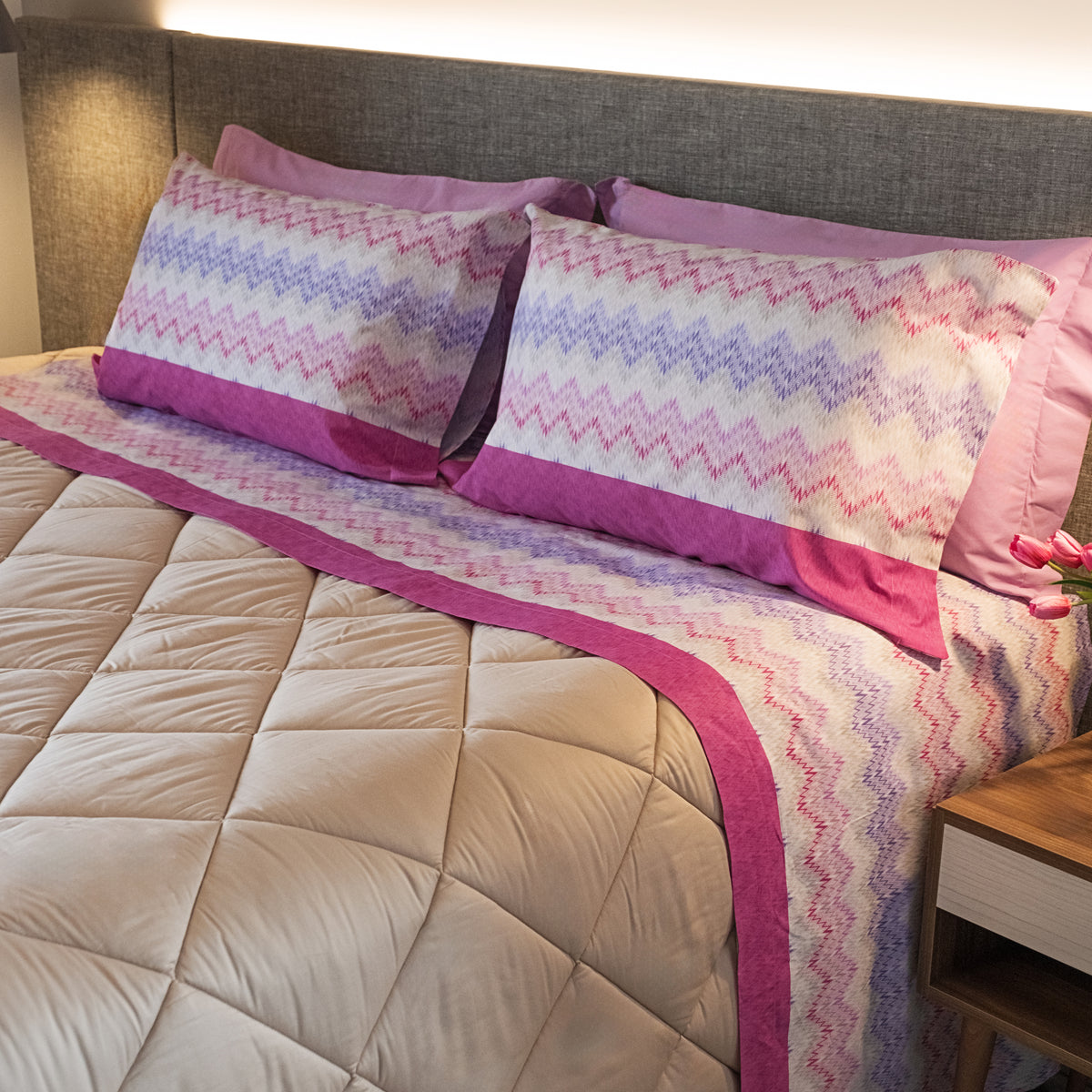 Completo letto singolo in cotone fantasia geometrica Zara Biancaluna