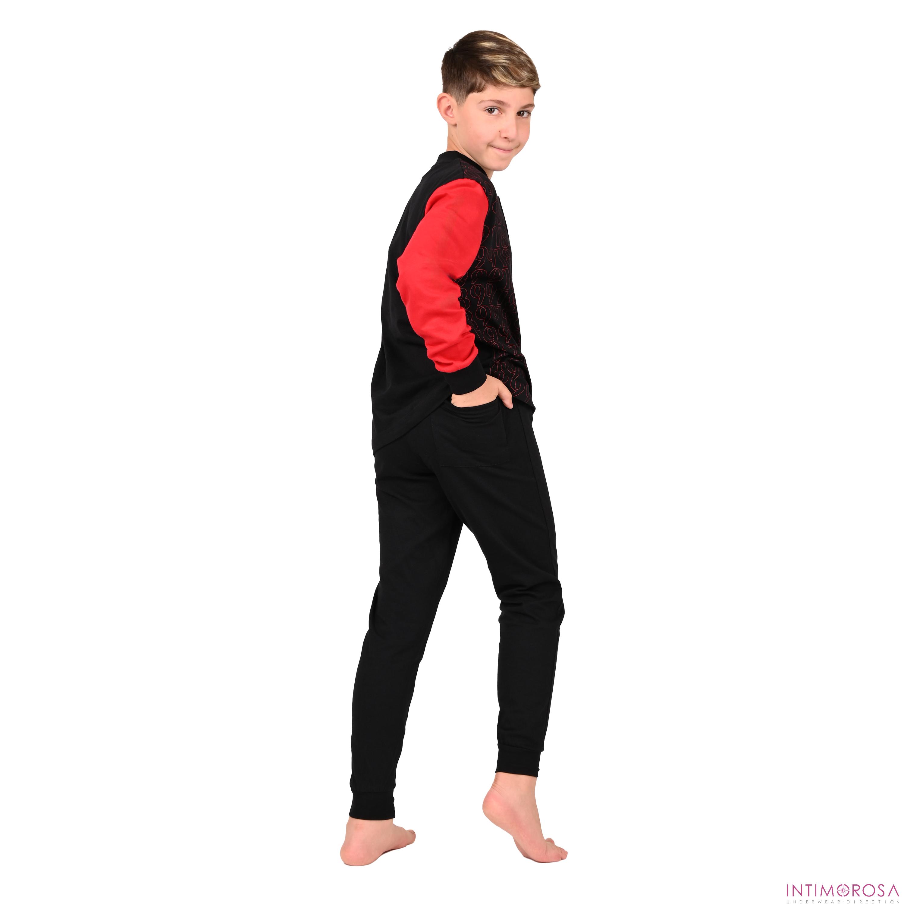 Milan Children's Pajamas In Lightweight Red And Black Cotton T20 2010 - Picture 6 of 10