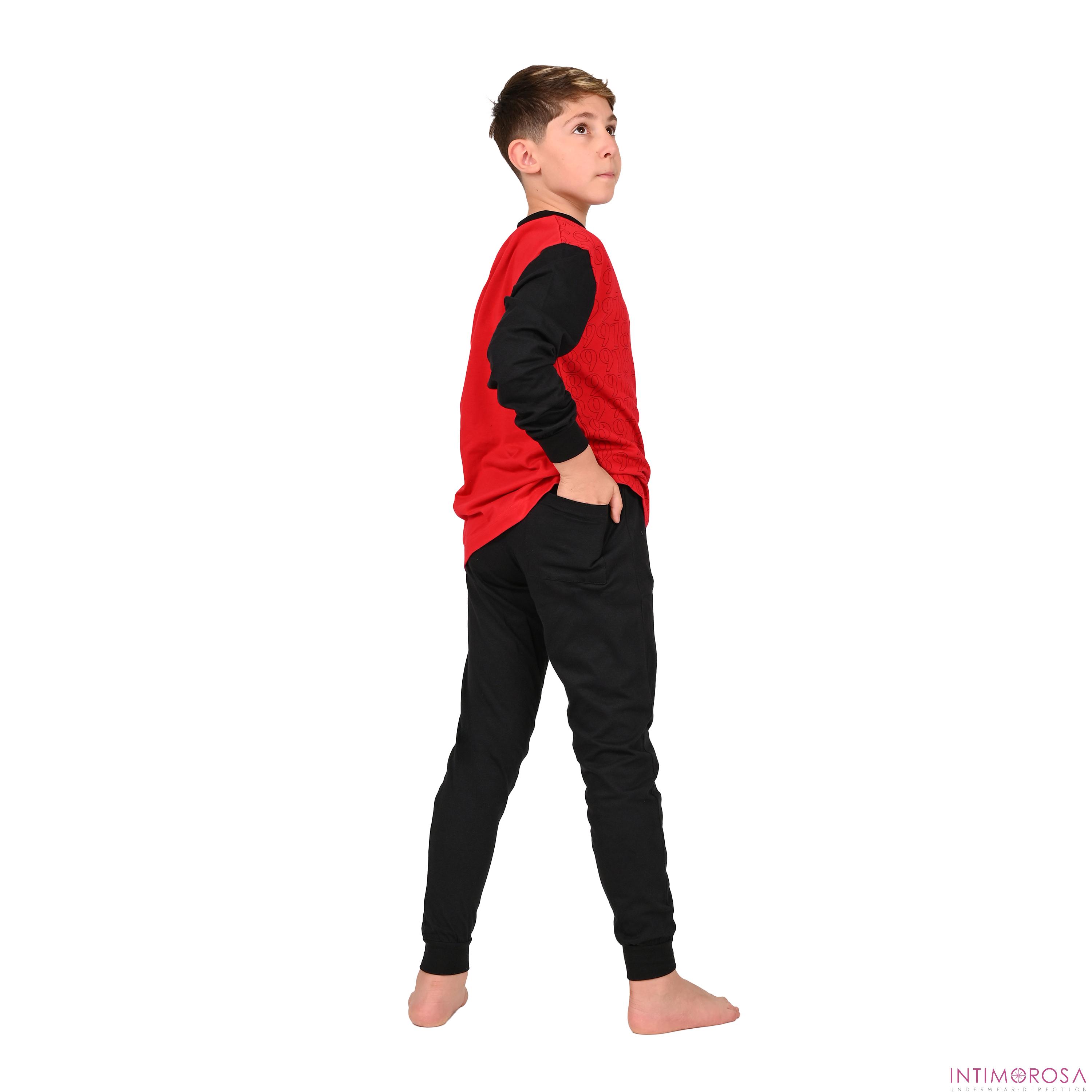 Milan Children's Pajamas In Lightweight Red And Black Cotton T20 2010 - Picture 9 of 10