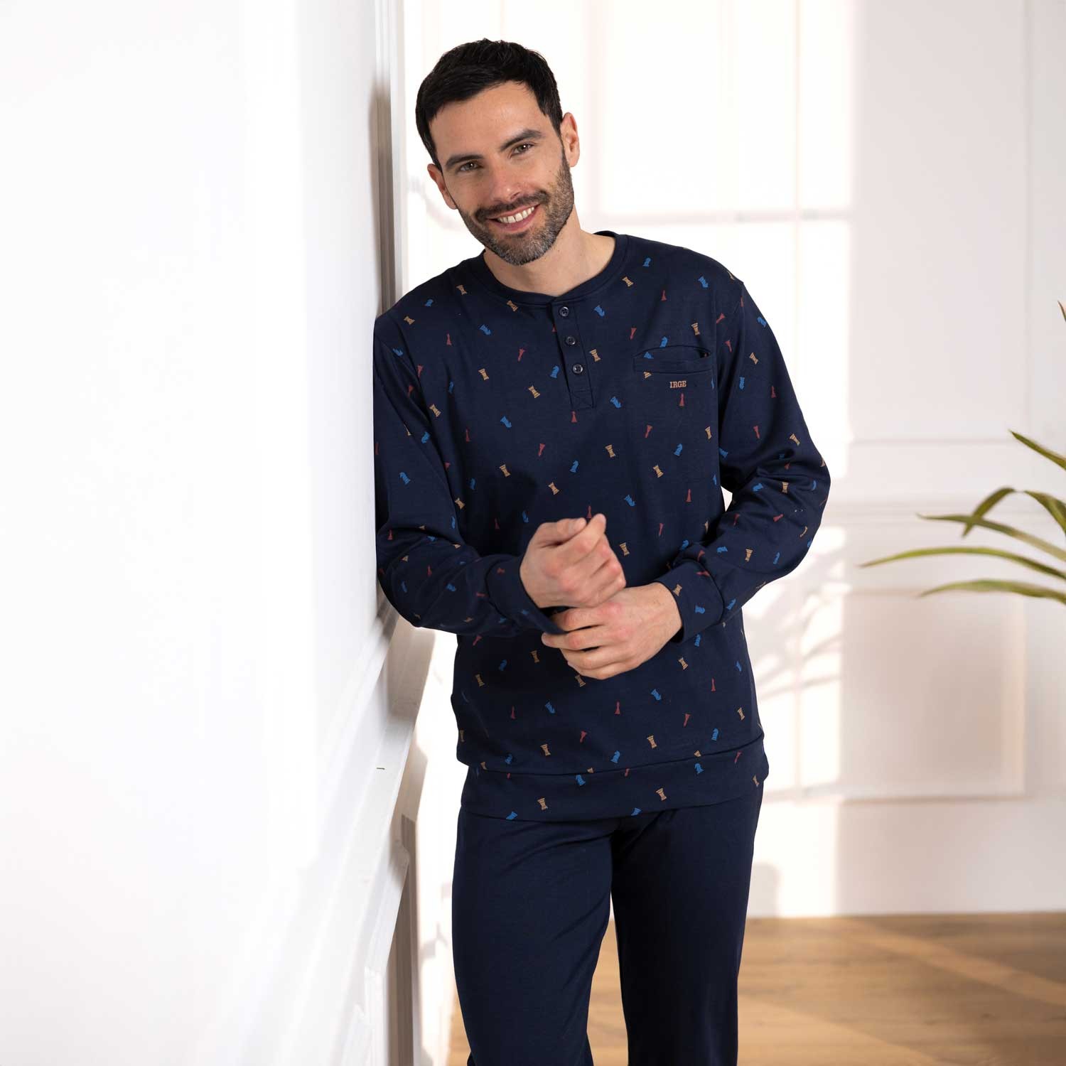 Pigiama Uomo A Fantasia Con Scacchi Interlock Irge IRI2400 - Foto 9