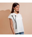 Maglia Donna con fiore 3D in cotone Admas 43643