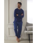 Pigiama uomo Admas 55321 lungo caldo cotone azzurro