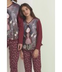 Pigiama bambina Santoro Gorjuss 55593 cotone bordeaux