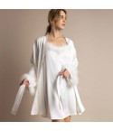 Vestaglia donna raso dettagli piume Admas 67202