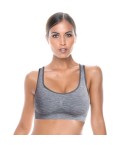 Reggiseno sportivo Intimidea active fit 110684 grigio fronte modella zoom