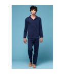 Pigiama uomo aperto a giacca blu Cippi 1579 caldo cotone