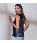 Canotta donna Jadea 4161 viscosa nera fiori semilucidi