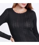 Maglia donna realizzata in tessuto a costine traforate con delicati cuoricini Admas 43495