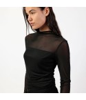 Maglia donna collo alto con brillantini in tulle Admas 43674