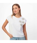 Maglia donna in cotone con strass Admas 43694 