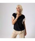 Maglia donna Bicolore con giro sceso in tessuto chiffon Jadea 4764