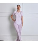 Pigiama Donna in 100% Cotone con Dettagli in Pizzo Lunatica 51109