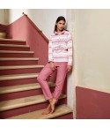 Pigiama donna collo alto in coral Jadea 5247