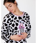 Pigiama donna Santoro Gorjuss 56610 caldo pile maculato zoom