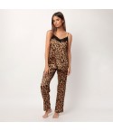 Pigiama donna in raso animalier con pizzo Admas 63658