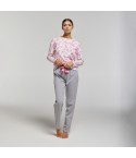 Pigiama donna in caldo cotone fantasia floreale Pompea Aurora 