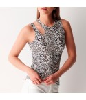 Canotta scollo dettaglio cut-out leopardato cotone Cotonella ADC71