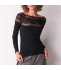 Maglia donna a barchetta pizzo e cotone Cotonella ADD12