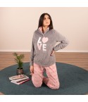 Pigiama donna caldissimo coral fleece Biancaluna Kissimo 33010 rosa grigio