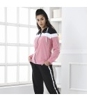 Pigiama tuta donna giacca zip cotone felpato Biancaluna D2015 nero
