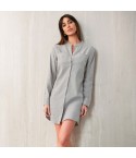Maxi maglia caldo tessuto flanella con bottoni Jadea 5162 grigio