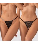 Perizoma aperto pizzo e tulle leopardato Obsessive Bianca 2-pack