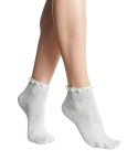 Calzini da donna moda Pompea Perli in cotone con perle grigio melange 