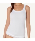 Canotta donna spalla stretta a coste in cotone 