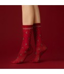 Calzini donna Natalizi con abeti e pois brillantinati Fiore Carol