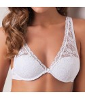 Reggiseno bralette con ferretto Cotonella cd081 ambra imbottito in pizzo bianco