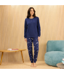 Pigiama donna lune e stelline caldo cotone Biancaluna AI25D 90019