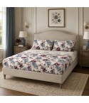 Completo letto floreale percalle di cotone Enrico Coveri lila