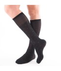 Calze uomo lunghe Enrico Coveri premium in cotone elasticizzato nero rettangoli verdi 