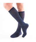 Calze uomo lunghe Enrico Coveri premium in cotone blu rettangolini avio 
