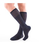 Calze lunghe uomo Enrico Coveri premium in cotone blu rettangolini arancioni