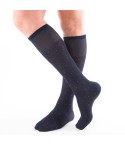 Calze uomo lunghe Enrico Coveri premium in cotone blu rettangoli rossi 