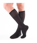 Calze uomo lunghe Enrico Coveri premium in cotone nero con rettangolini avio 