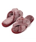 Pantofole donna incrocio di pelliccia soffice Preziosa 0049 bordeaux