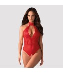 Body sexy in pizzo con cavallo aperto e choker Obsessive Dagmarie