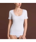 Maglia donna maniche corte thermo cotton pizzo Ragno DM44A7