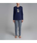 Pigiama donna gattino in caldo cotone Ragno DR56N1